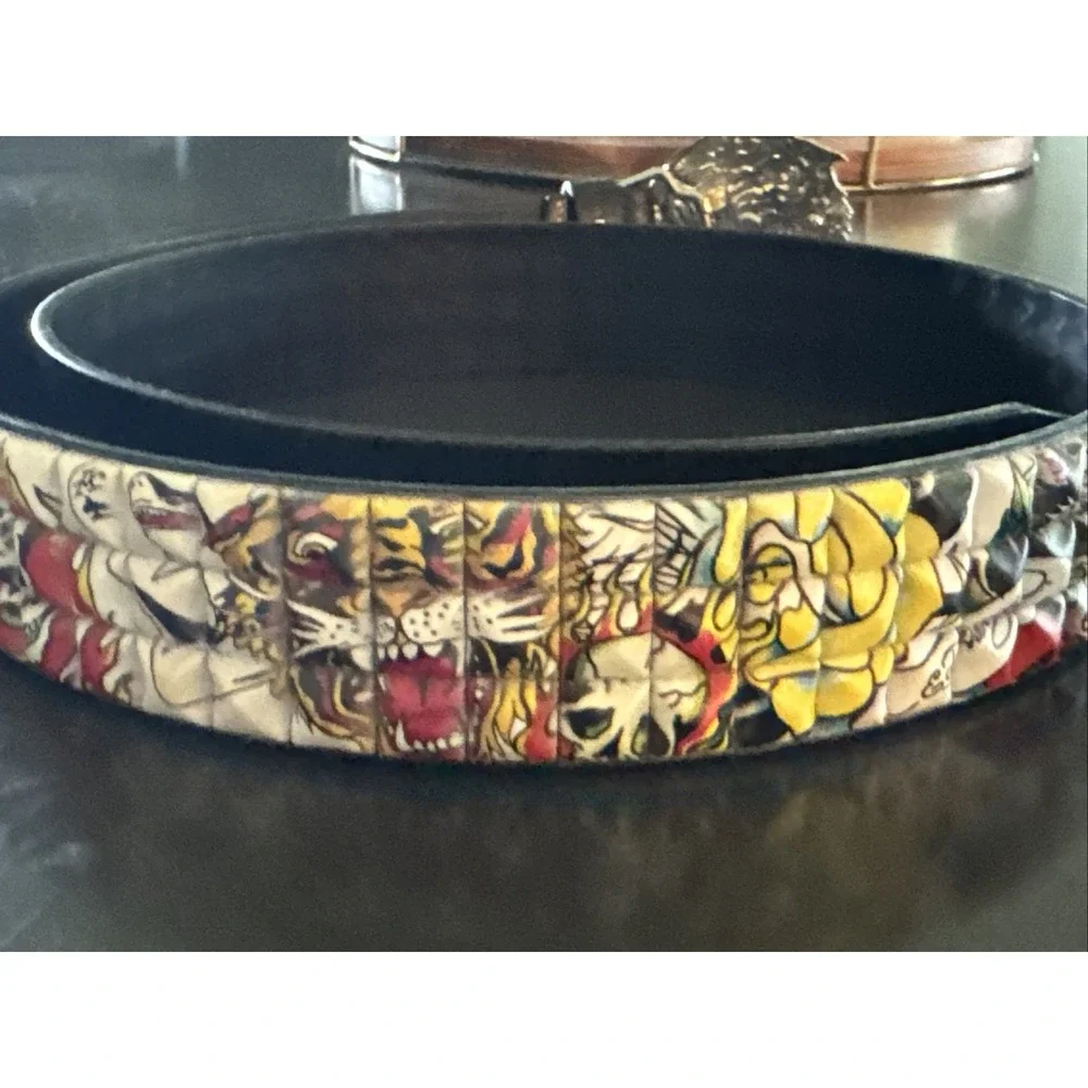 Ed Hardy‎ Studded Black Leather Belt Size 40 | MSRP = $80